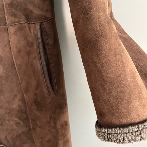 Bisang Dark Brown/Charcoal Shearling Full-length Women’s Coat - Size 6 - Picture 6 of 16